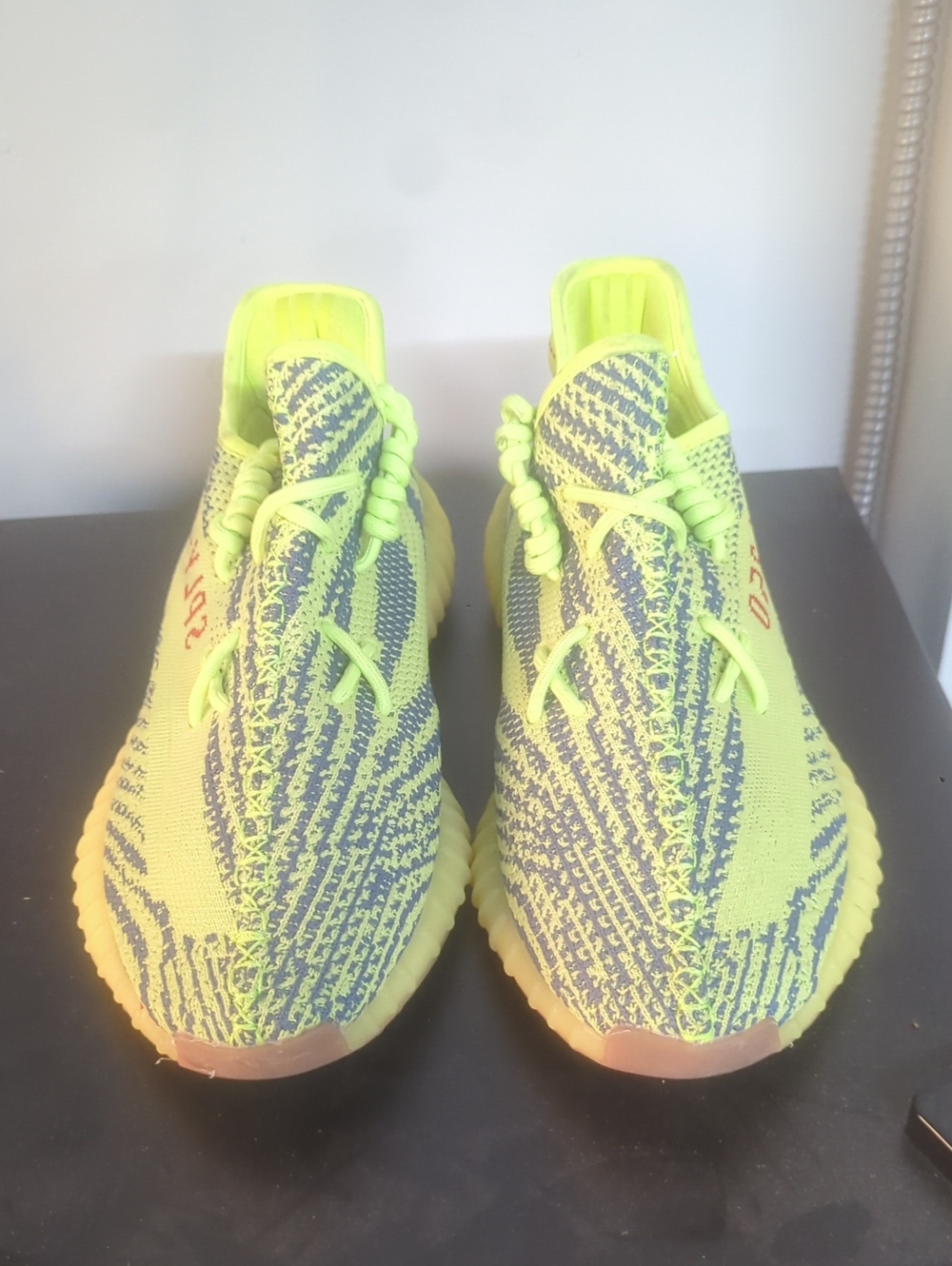 Neon Yellow Yeezy Athletic Knit Sneakers Size 13 - Picture 1 of 5